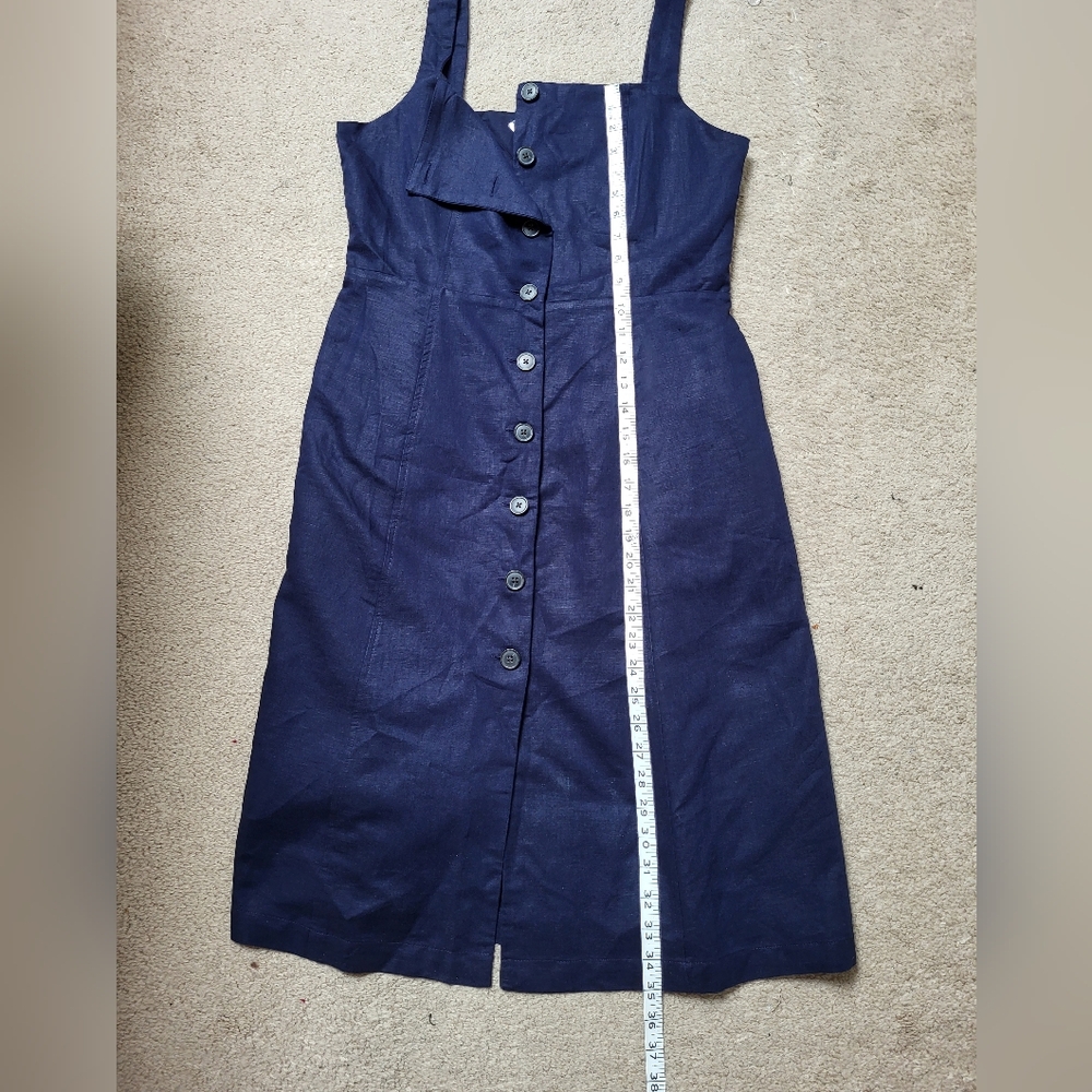 Gap Linen & Cotton Lined Dark Blue Dress with Pockets, Size 6, New With Tags - Picture 9 of 10